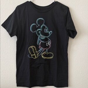 Black Mickey Mouse Neon Outline Kids T-Shirt
